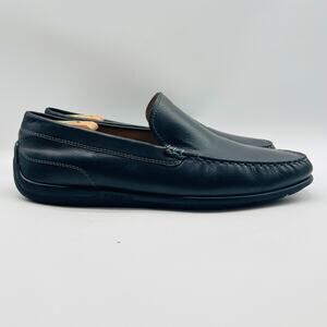 Ecco Shoes Mens EU 44 US 10 Black Leather Driving Loafers Slip On Casual
